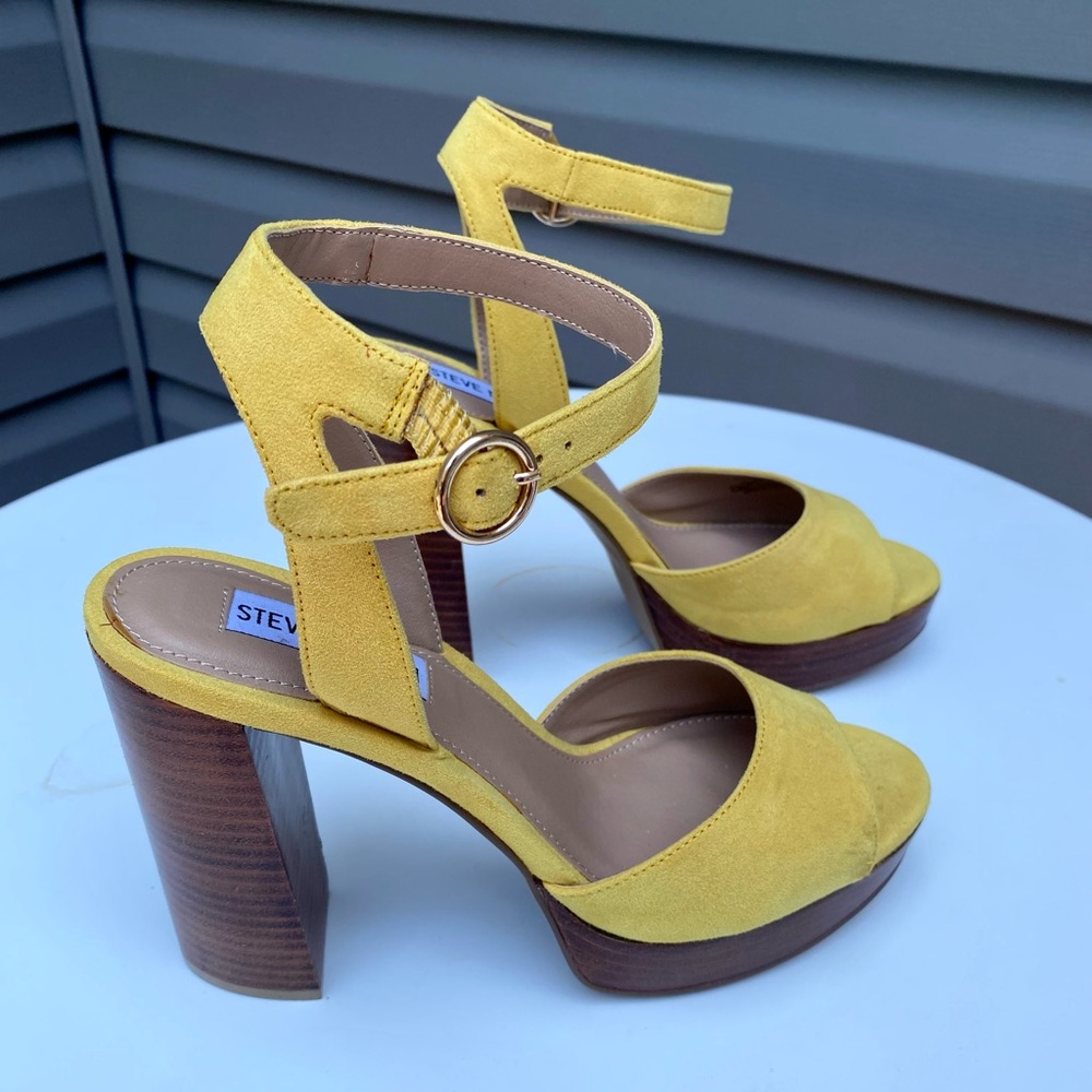 Steve Madden Mustard Suede Block Heels 4.5in.